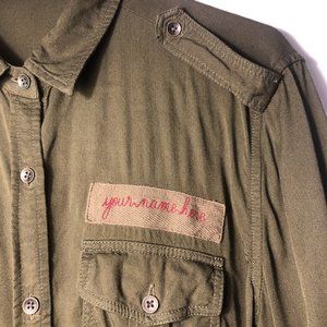 life in progress army green button up shirt